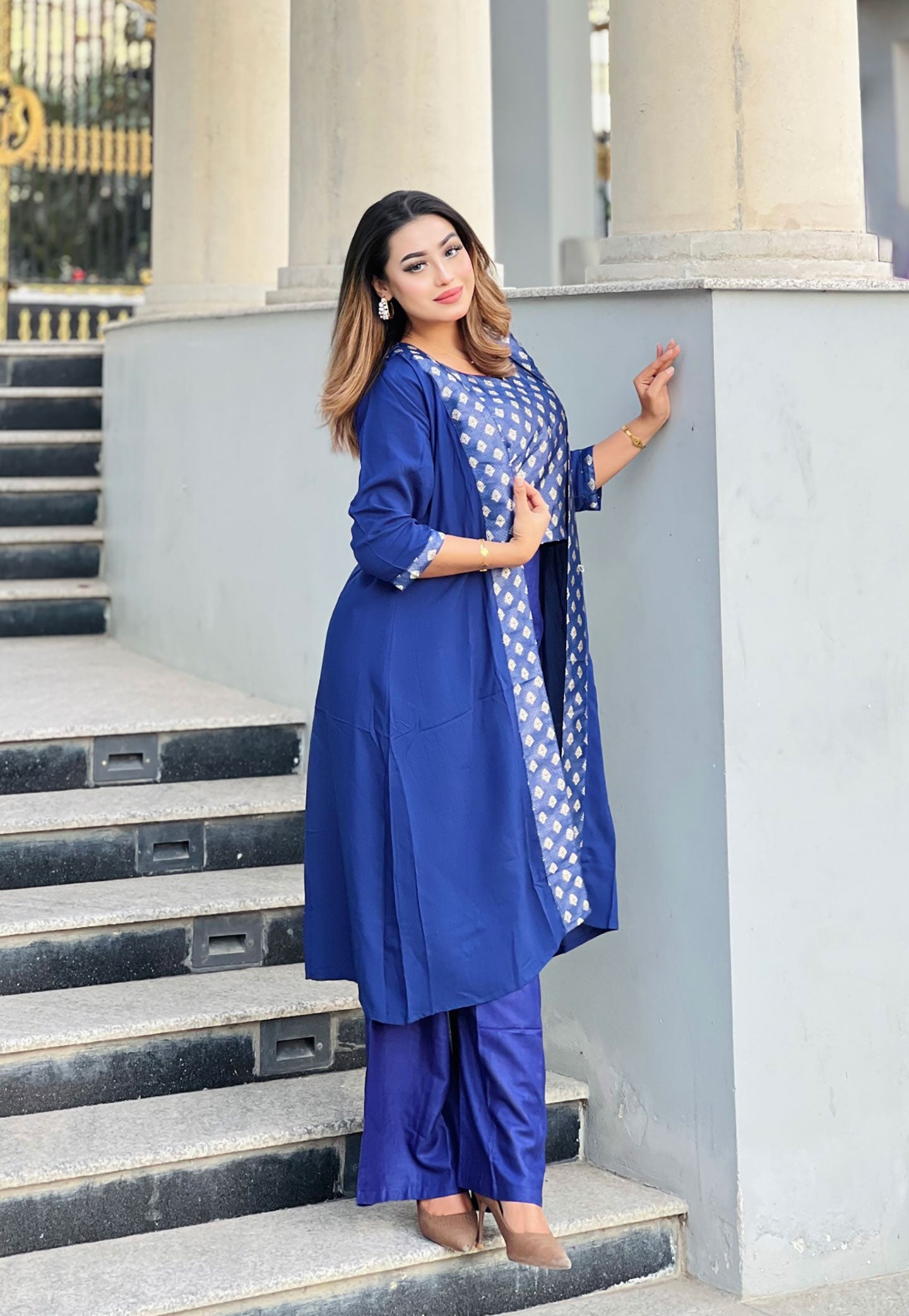 Designer 3 Piece Shrug Set blue