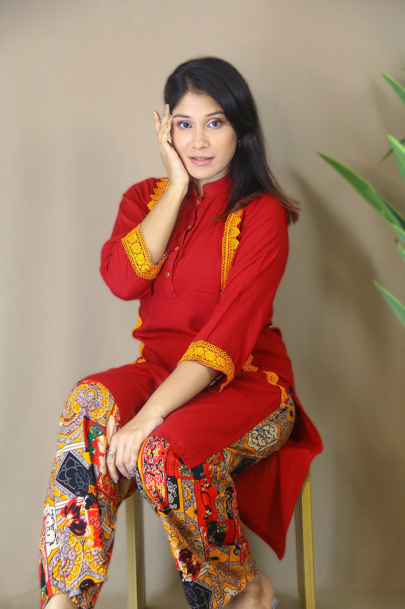 Maroon Designer 2 Piece