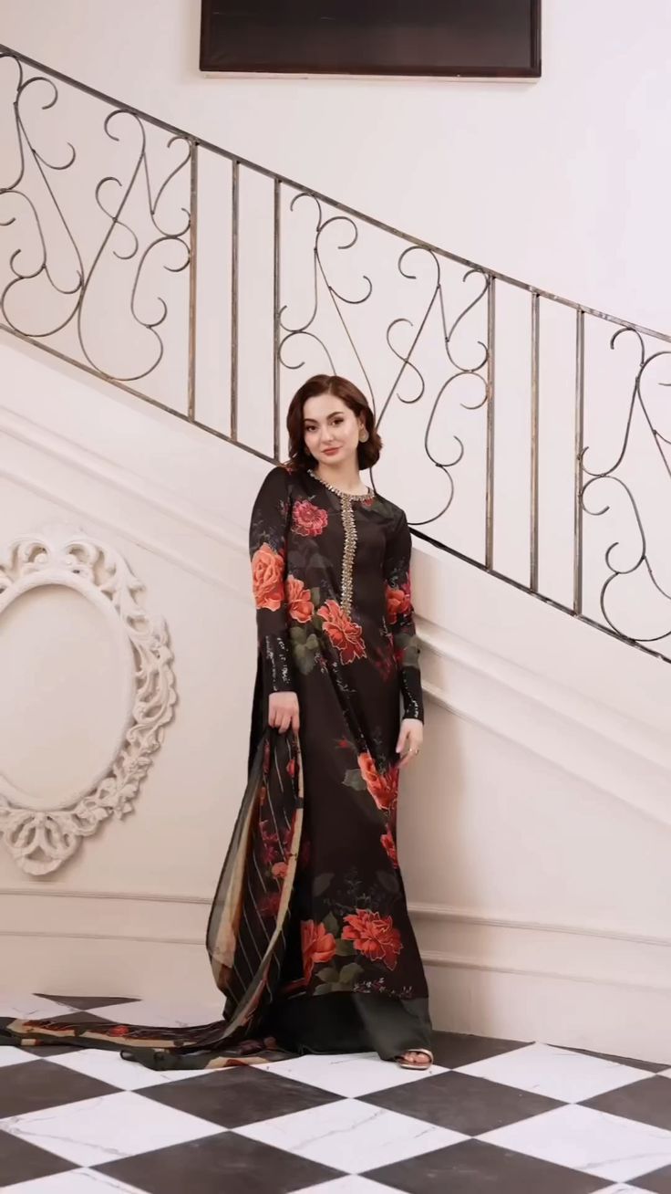 Black Floral Rose 3 piece Suit