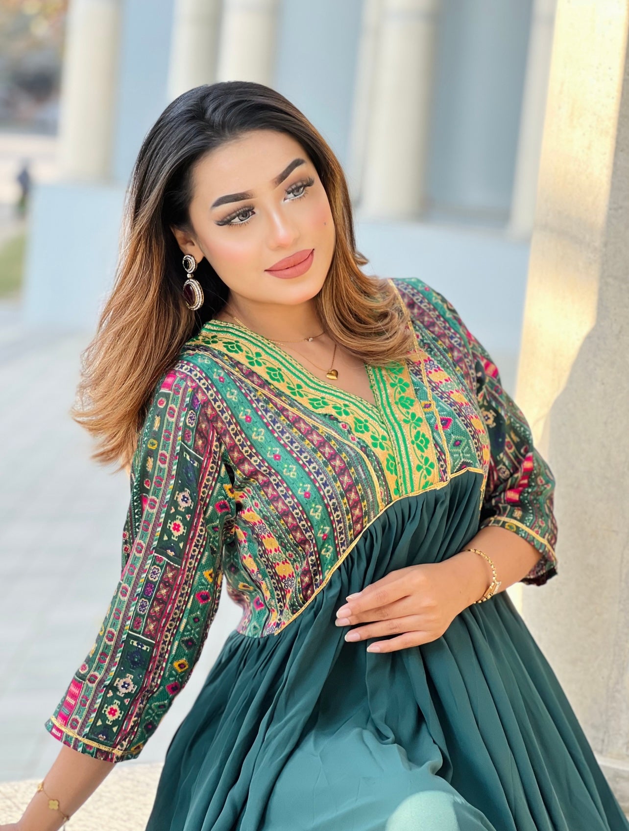 Gujrati Anarkali- Royal Green