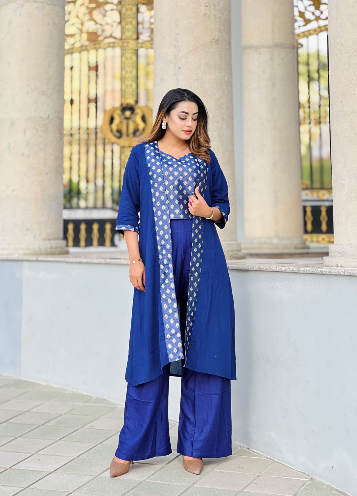 Designer 3 Piece Shrug Set blue