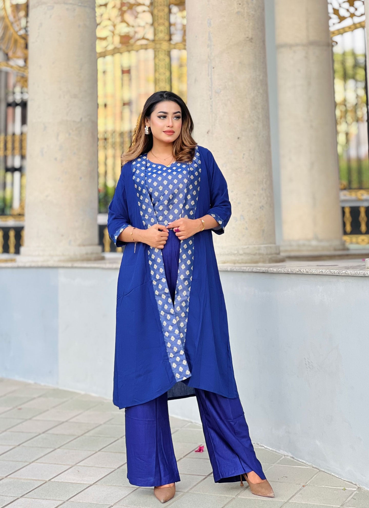 Designer 3 Piece Shrug Set blue