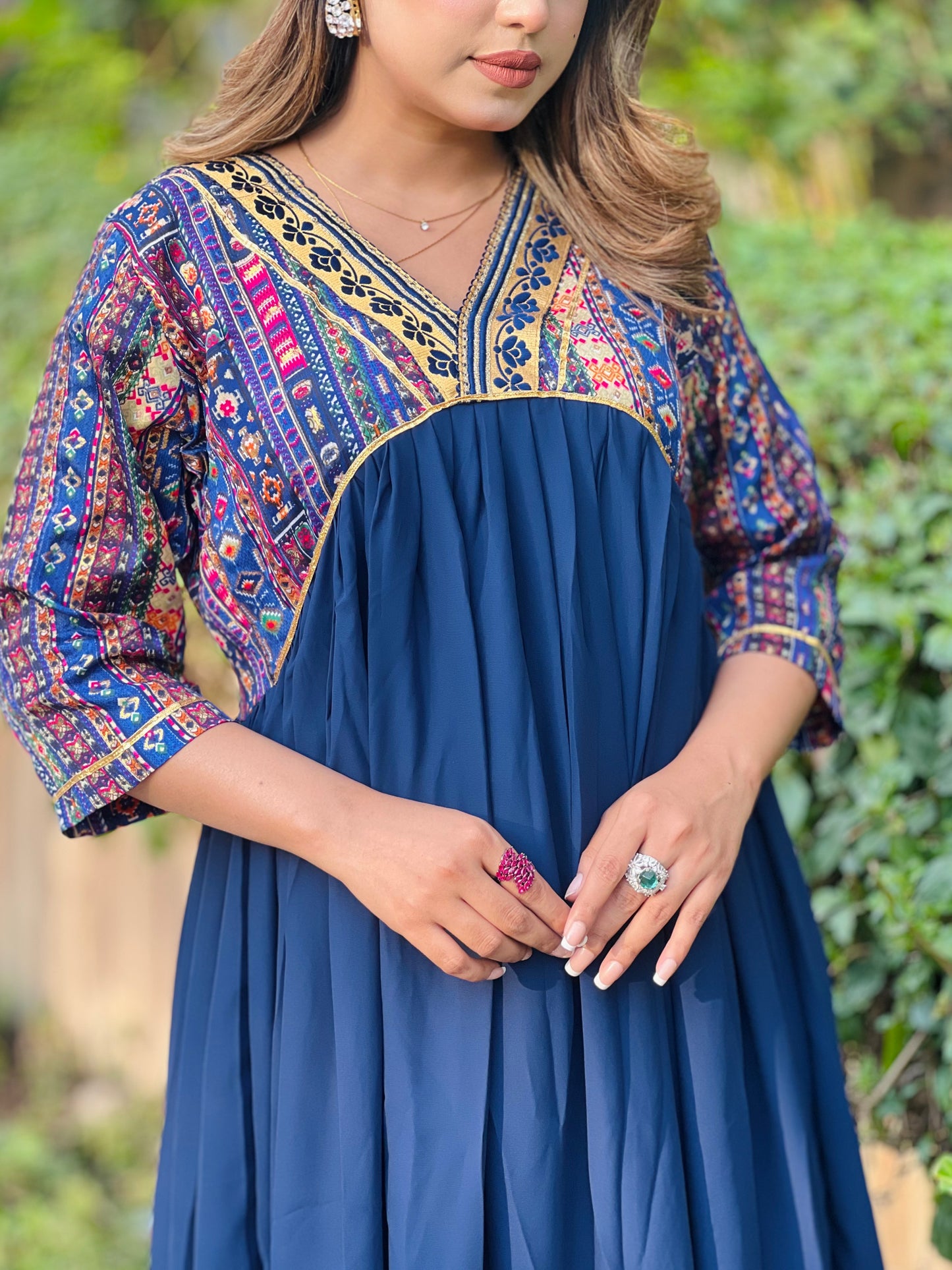 Gujrati Anarkali- Royal Blue
