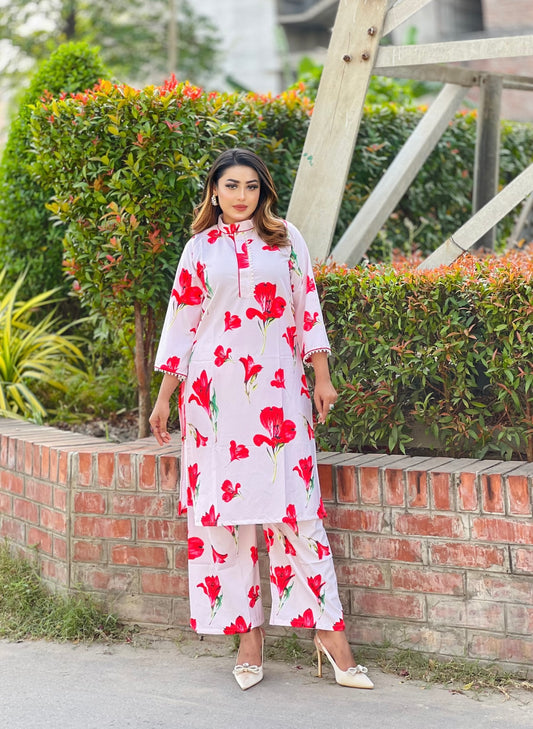 Red Flower Printed Co-O𝗿𝗱 𝘀𝗲𝘁s