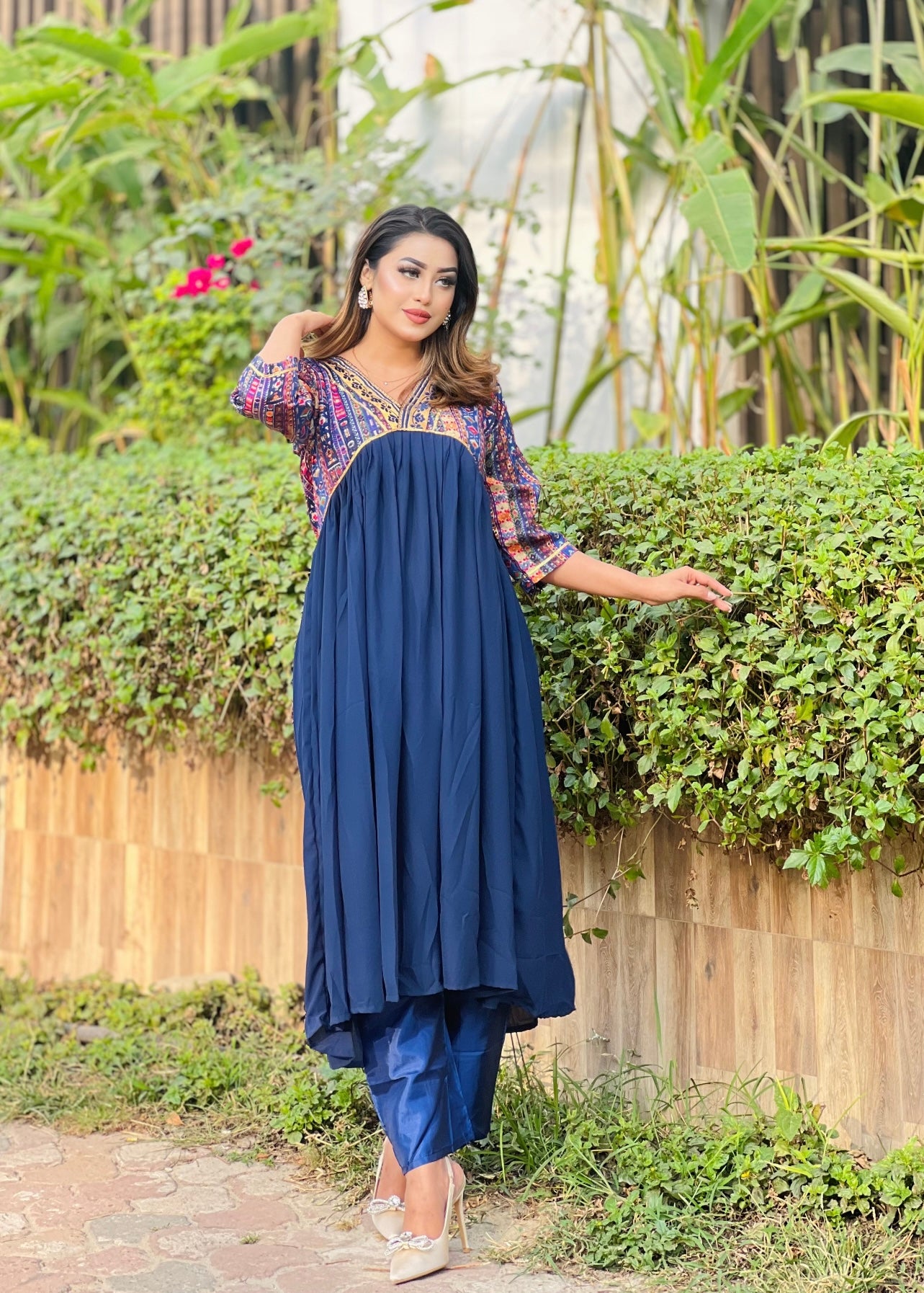 Gujrati Anarkali- Royal Blue