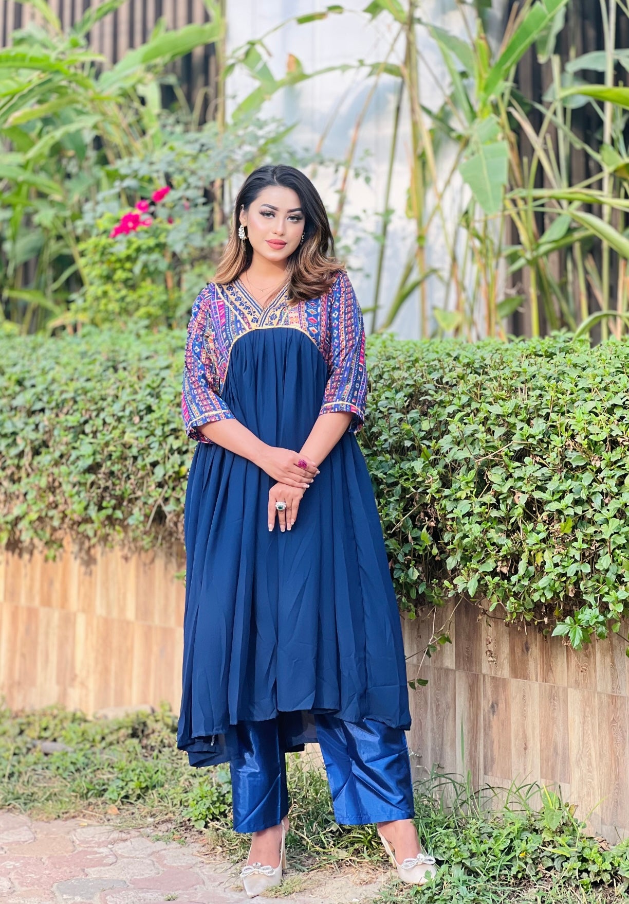 Gujrati Anarkali- Royal Blue