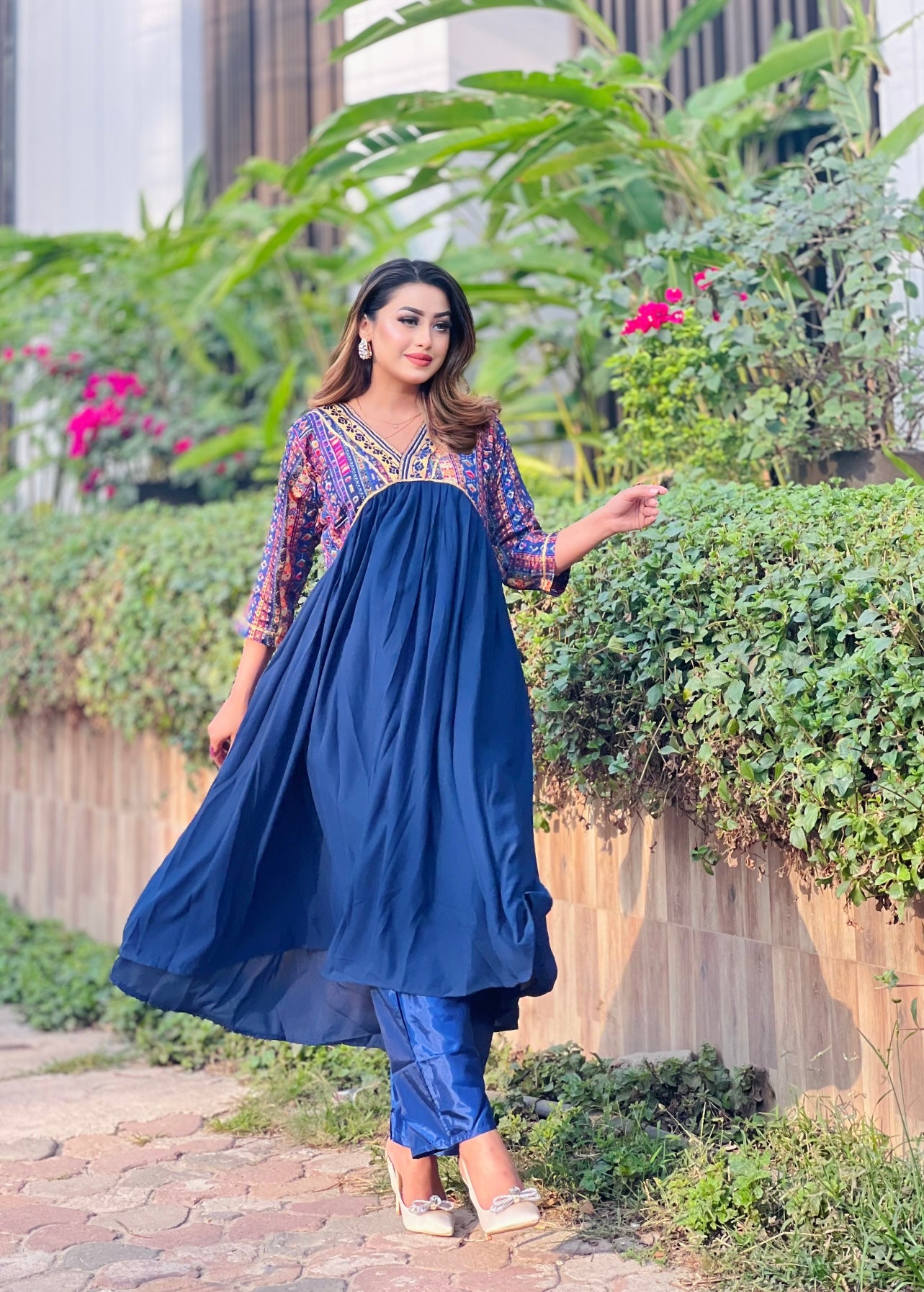 Gujrati Anarkali- Royal Blue