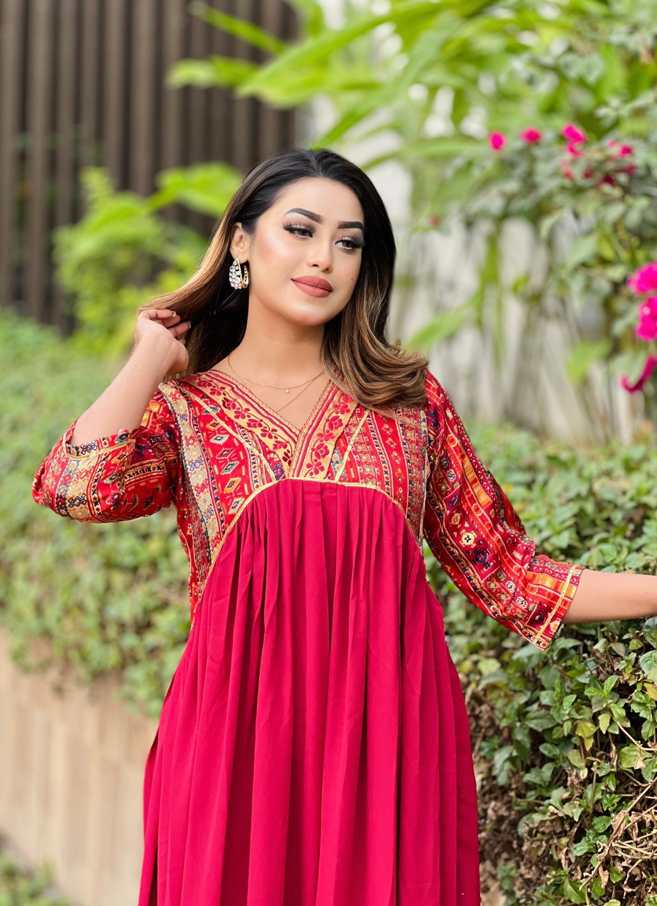 Gujrati Anarkali- Maroon