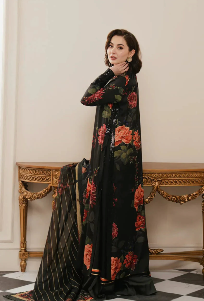 Black Floral Rose 3 piece Suit