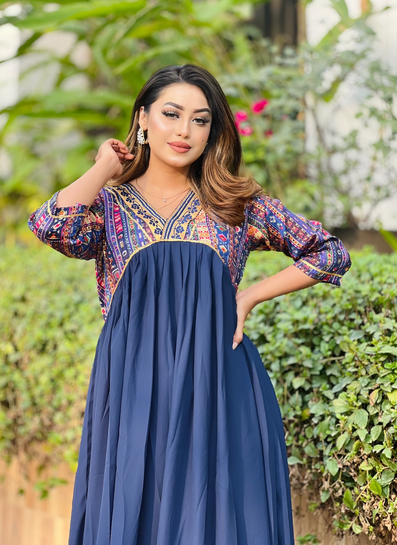 Gujrati Anarkali- Royal Blue