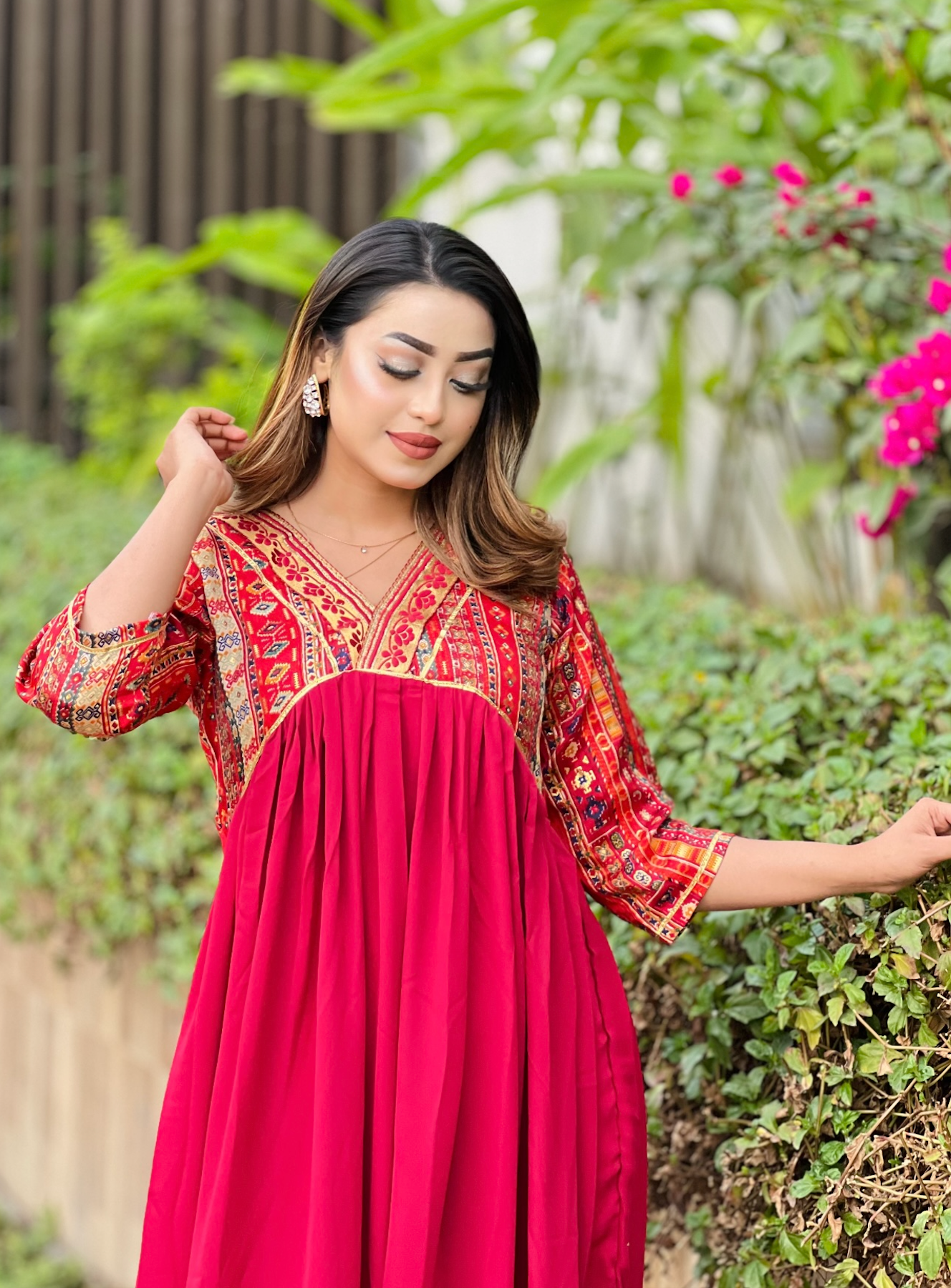 Gujrati Anarkali- Maroon