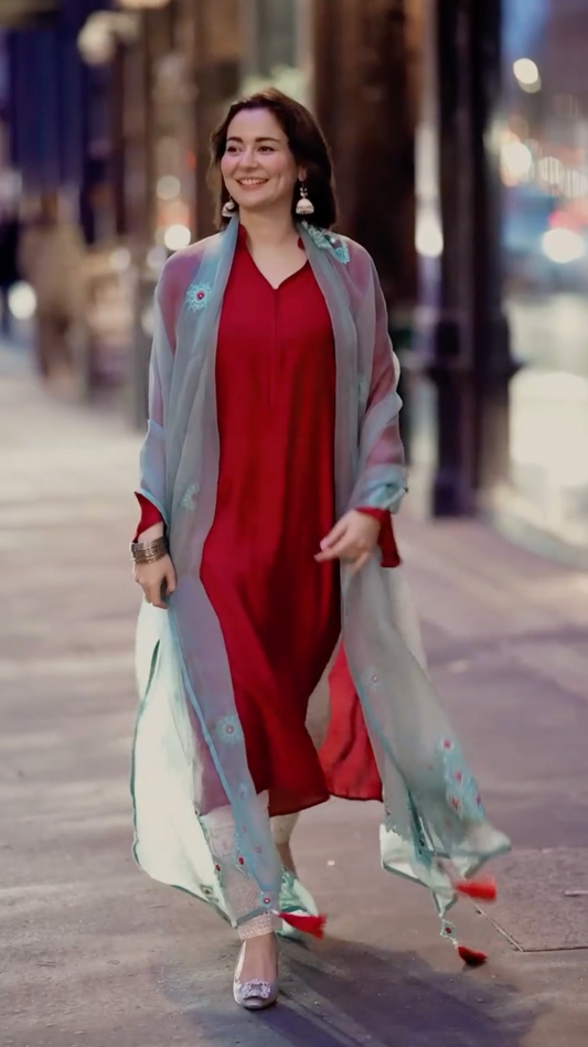 Maroon Embroidered 3 piece suit